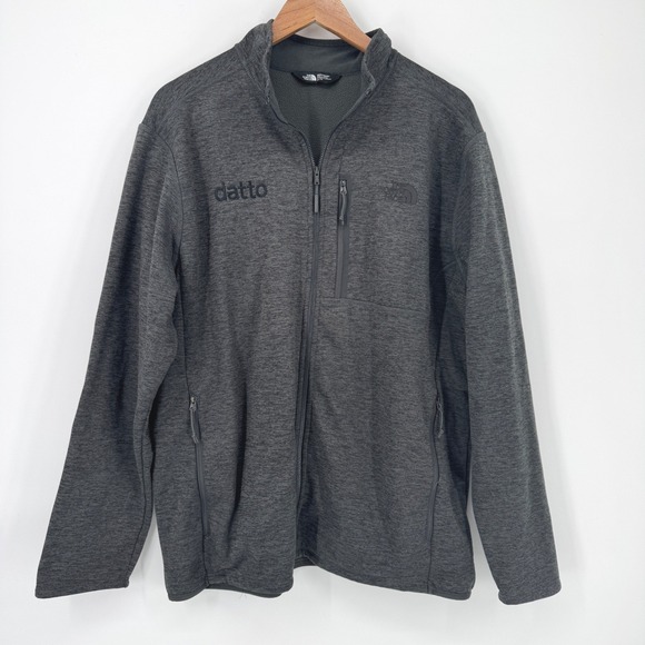 North Face Mens XL Gray Fleece Jacket Full Zip Outdoor Hiking LOGO - Picture 1 of 6